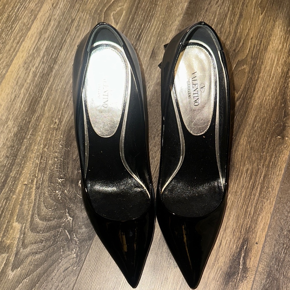 Valentino Black Patent Pointed-Toe Pumps